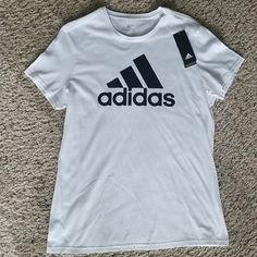 White/Black Adidas Shirt. Brand New W/ Tag Still Attached. White Adidas Shirt With Letter Print, White Casual Adidas Shirt, Casual White Adidas Shirt, Adidas Shirt Mens, Adidas Camo, Adidas Short, Black And White Tees, Henley Shirt Men, Adidas Neo