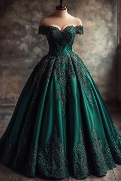 Emerald Green Ball Gown Wedding Dress, Dark Green Fantasy Dress, Slytherin Ball Gown, Dark Green Ball Dress, Dark Green Princess Dress, Emerald Green Ball Dress, Yule Ball Dress Slytherin, Emerald Ball Gown, Dark Green Ball Gown