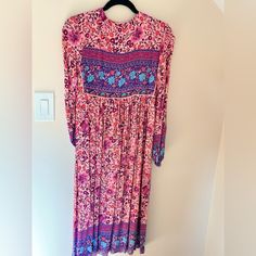 Summer Light Boho Dress - M Bohemian Purple Floral Print Maxi Dress, Purple Maxi Dress With Vibrant Print For Spring, Flowy Purple Boho Dress With Floral Print, Spring Purple Floral Print Boho Dress, Spring Purple Boho Dress With Floral Print, Spring Purple Printed Midi Dress, Purple Maxi Dress With Vibrant Print, Purple Maxi Dress With Boho Print, Purple Printed Midi Dress For Spring