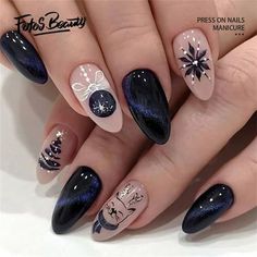 Celestial Constellations, Nail Tip Designs, Almond Acrylic Nails, Stick On Nails