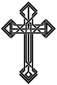 an ornate cross with three crosses in the middle and one at the top, vintage line drawing or engraving illustration