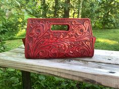 Hand-Tooled Leather Large Clutch Bag "Envelope" by ALLE more Colors - ALLE Handbags Elegant Leather Clutch With Hand Tooled Details, Hand Tooled Leather Rectangular Clutch, Tooled Leather Handbags, Best Gifts For Women, Handbags Large, Large Purse, Large Clutch, Brown Leather Bag, Cool Gifts For Women