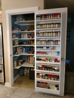 the pantry is stocked with all kinds of spices and condiments, but no one can figure out what to put in it