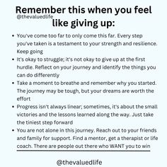 a poster with the words,'remember this when you feel like giving up '