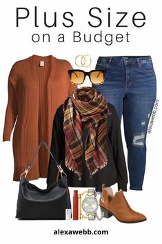 Plus Size On A Budget, Rust Cardigan, Plus Size Winter Outfits, Budget Outfits