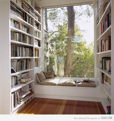 perfect place to enjoy books Reading Bench, Business Meme, Cozy Window Seat, Window Seat Design, Window Benches, Reading Area, Parenting Ideas, Reading Nooks, Home Libraries