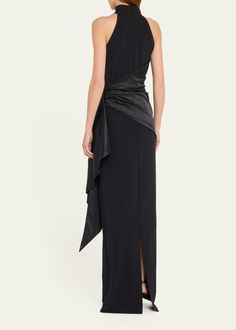 Chiara Boni La Petite Robe Gudairi Ra Draped Halter Column Gown - Bergdorf Goodman Turtleneck Sleeveless, Chiara Boni, Waist Sash, Evening Flats, Halter Gown, Column Gown, Evening Jackets, Dress Home, Lingerie Sleepwear