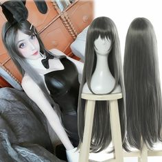 Rascal Does Not Dream of BunnyGirl Sakurajima Mai Long Straight Gray Cosplay Wig Rascal Does Not Dream, Cosplay Wig, Cosplay Wigs, Picture Sizes, Blonde, Grey