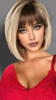 Outgoing Makeup Looks, Bob Hair Cuts With Bangs, Bob Hair Color, Hairdos For Short Hair, Haircut And Color, Hair Color Trends, Medium Length Hair Cuts, Short Bob