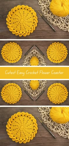 Easy crochet pattern for the cutest flower coasters. Perfect for all skill levels. Adds whimsy to home decor. Crochet Table Mats Free Patterns, Crochet Flower Coasters Free Pattern, Crochet Coasters Free Pattern Easy, Crochet Coaster Pattern Free, Easy Crochet Coasters, Crocheted Coaster, Crochet Coasters Pattern, Crochet Objects, Business Crochet