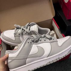 Upgrade Your Look With These Trendy Gray And White Casual Shoes For Women. Nike Shoes Gray, White Casual Shoes, Gray Nike, Upgrade Your Look, Grey Nikes, White Casual, Nike Dunk, Casual Shoes Women, Nike Dunks