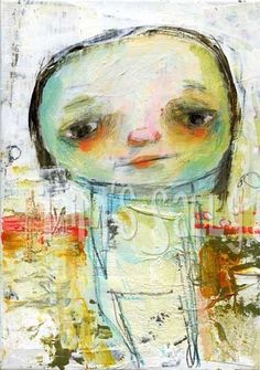 an abstract painting of a woman's face