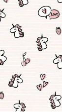 an image of unicorns and hearts on a pink striped wallpaper with the words love