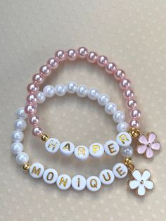 *This adorable little girl's name bracelet comes in 2 different colors to choose from.* *Please measure wrist before ordering as sizing chart may not be 100% accurate.* *Please roll on bracelet rather than stretch on to prevent breaking/stretching.* *All sales are final Kids Name Bracelet, Hello Kitty Bracelet, Toddler Jewelry, Ballerina Jewelry, Flower Girl Jewelry, Flower Girl Bracelets, Mermaid Bracelet, Bracelet Flower, Girl Name