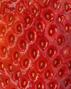 a close up view of the inside of a strawberry