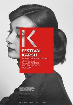 an advertisement for festival karsh featuring a woman's profile and clock in the background