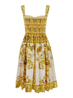 100% Cotton White Bustier, Yellow Midi Dress, Feminine Chic, Glamorous Dresses, Sleeveless Long Dress, Bustier Dress, Poplin Dress, Yellow Print, Luxury Dress