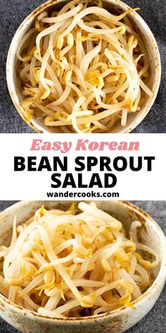 bean sprout salad in a bowl with the text easy korean bean sprout salad