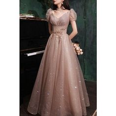 Sleeved Prom Gowns, Evening Dress With Sleeve, Elegant Purple Gown, Magical Prom Dress, Evening Gown Ideas, Prom Gowns With Sleeves, Pink Gown Elegant, Classy Birthday Dress, Evening Dresses Elegant Glamour