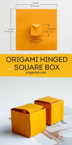 an origami shaped square box is shown with measurements