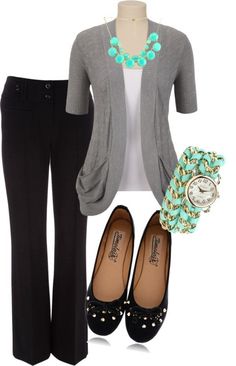 love seeing flats with these outfits..so much more practical for teachers Outfits Mit Leggings, Shoes Business, Teaching Outfits, Stitch Fix Outfits, Gray Cardigan, Business Outfit, Looks Chic, 가을 패션