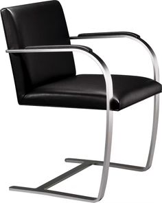 a black office chair sitting on top of a metal frame base with arms and legs