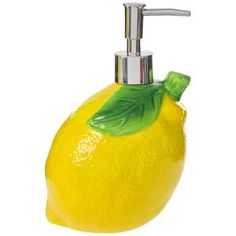 a lemon shaped soap dispenser on a white background