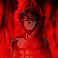 an anime character standing in front of a red background