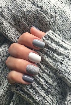 Nagellack Trends, Winter Nails Acrylic, Fall Acrylic Nails, Gray Nails, Best Nail Polish, Blue Nail, Nails 2020, New Year's Nails, Autumn Nails