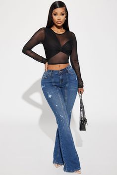 Free Fall Stretch Flare Jean - Medium Wash Fashion Nova Outfits Ideas, Yellow Tees, Cute Comfy Outfits, Curve Dresses, Matching Dresses, High Waisted Denim, African Dress, Bold Fashion