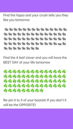 the four leaf clovers are arranged in rows and each has different words on it