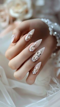 60+ Beautiful Elegant Bridal Nail Designs For 2024 Pedi Ideas, The Audacity, Nails Now