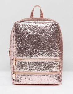 Bags & Handbags | Ladies Handbags | ASOS Backpacks Pink, Glitter Gift Ideas, Pink Pages, Glitter Backpack, Knapsack Bag, Glitter Bag, Faux Leather Backpack, Glitter Gifts, Beautiful Handbags