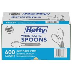 hefty white plastic spoons, 600 count box - case of 6 boxes