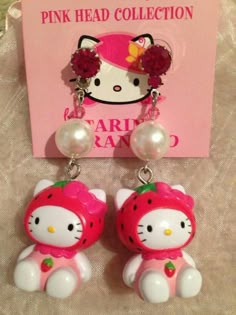 Keroppi Strawberry, Sanrio Earrings, Aesthetic Cinnamoroll, Story Script, Hello Kitty Earrings, Piskel Art, Hello Kitty Jewelry, Charmmy Kitty, Pink Head