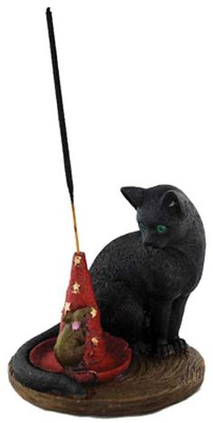 Magical Cat & Mouse Incense Holder Stick Incense, Cat And Mouse, Purple Hats, Incense Sticks Holder, Cat Items, Cat Mouse, A Black Cat, Clay Art Projects, Incense Holders