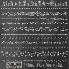 a chalkboard with various hand drawn borders on it