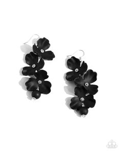 Plentiful Petals Black Acrylic Flower Earrings - Paparazzi Accessories- lightbox - CarasShop.com - $5 Jewelry by Cara Jewels Beaded Mirror, Gray Necklace, Brown Bracelet, Single Bead, Acrylic Flowers, Paparazzi Accessories, White Necklace, Black Acrylic, Black Acrylics