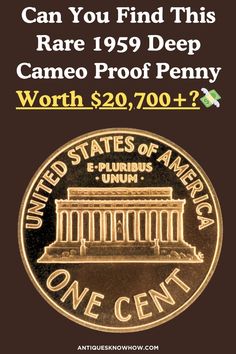 a gold coin with the words, can you find this rare 1950 deep came proof penny?