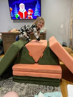 2 Nugget Builds With Slide, Nugget Two Builds, Climbing Nugget Builds, Two Nugget Builds, Play Couch Builds, Explorer Sofa, Nugget Couch Ideas, Crate Stand, Nugget Creations