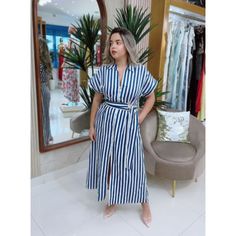 Available In Medium And Small Dress Made Of Linen Blend Fabric. Lapel Collar With V-Neck And Short Cuffed Sleeves. Self-Belt With Buckle. Front Button Closure. S0343 M0208 Sa3 M13 Striped V-neck Midi Dress For Daywear, Casual Striped V-neck Shirt Dress, Casual Striped Shirt Dress With V-neck, Striped V-neck Maxi Dress For Daywear, Elegant V-neck Shirt Dress For Beach, Elegant V-neck Beach Shirt Dress, Blue V-neck Shirt Dress For Vacation, Casual Maxi-length Shirt Dress For Brunch, Casual Maxi Length Shirt Dress For Brunch