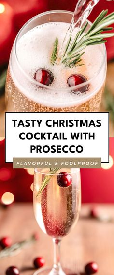 Image for Tasty Christmas Cocktail with Prosecco Christmas Drink With Prosecco, Holiday Drinks With Prosecco, Drink Recipes With Prosecco, Christmas Drinks With Prosecco, Cocktail With Prosecco, Prosecco Cocktails Easy, Easy Christmas Drinks, Holiday Cocktails Christmas, Xmas Cocktails