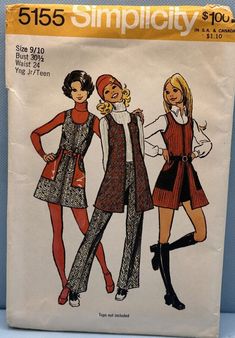 70s Sewing Patterns, Vintage Clothes Patterns, Vest And Pants, Patron Vintage, Women's Sewing Pattern, 60s And 70s Fashion, 70s Inspired Fashion, Vintage Dress Patterns, Simplicity Sewing