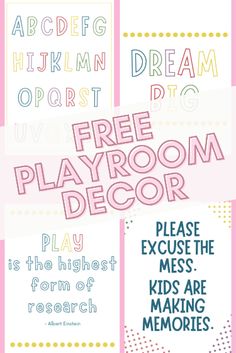 the free playroom decor printables are perfect for any child's room