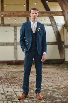 DION - Blue Tweed Check Three Piece Suit Navy And Gold Mens Suit, Grey And Blue Suits For Men, Navy Blue Suit For Wedding, Wedding Suits Groom Checkered, Blue Tweed Groom Suit, Custom Groom Suit, Stone Groomsmen Suits, Navy Suit Men Wedding, Blue Velvet Groom Suit