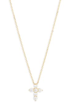 A cross pendant necklace with pavé cubic zirconia and crafted in goldtone plated sterling silver is a must-have staple for your collection. 18" length; 1/2"W x 1/2"L pendant Sterling silver with goldtone plate/cubic zirconia Imported Steve Madden Sneakers, Cross Pendant Necklace, Baby Girl Shoes, Keep Jewelry, Cross Pendant, Handbag Accessories, Girls Shoes, Womens Jewelry Necklace, Cubic Zirconia