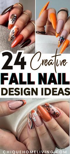 Autumn Nail Ideas, Fall Nail Inspiration, Autumn Nail Designs, Autumn Nail Art, Nagel Design, Fall Nail Ideas, Simple Fall Nails, Bears Nails, Autumn Nail