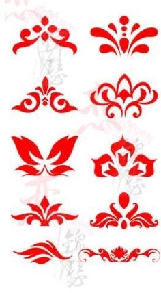 red and white floral design elements