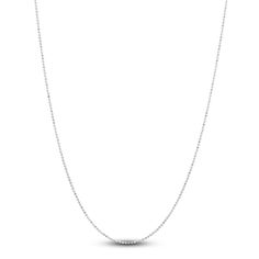 Dynamic diamond-cut beads of 14K white gold nestle to create this elegant women's 1.1mm beaded chain necklace. The 16-inch necklace secures with a lobster clasp. Elegant Jewelry With Rolo Chain And Round Beads, Sterling Silver White Gold Necklace With Beaded Chain, Sterling Silver Necklace With Beaded Chain In White Gold, White Gold Satellite Chain Necklace, White Gold Ball Chain Necklace Gift, White Gold Sterling Silver Necklace With Beaded Chain, Classic Cable Chain Necklace With Round Beads, White Gold Sterling Silver Beaded Necklace, Elegant White Gold Ball Chain Necklace