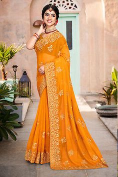 ad eBay - You can wear this saree in Party wedding function and any other occasion. (Slight variation in color is possible due to flash used during photo shoot. Work : Heavy Zari Embroidery & Border Work. Saree Color : Mustard. ). Border Work Saree, Embroidery Border, Zari Embroidery, Party Wear Saree, Embroidery Saree, India And Pakistan, Wedding Function, Wear Saree, Party Wear Sarees